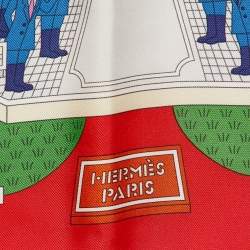 Hermes Red La Maison Des Carrés Silk Scarf