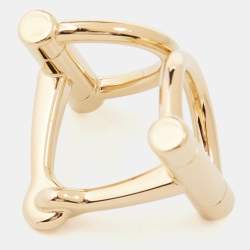 Pre Owned Hermès Double Mors Gold Tone Scarf Ring