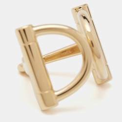 Pre Owned Hermès Double Mors Gold Tone Scarf Ring