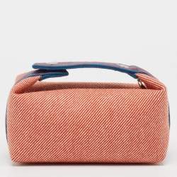 Hermes Rouge/Bleu H Natte Merino Wool Small Bride-a-Brac Pouch