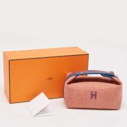 Hermes Rouge/Bleu H Natte Merino Wool Small Bride-a-Brac Pouch