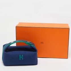Pre Owned Hermes Marine Canvas Small Bride-a-Brac Pouch