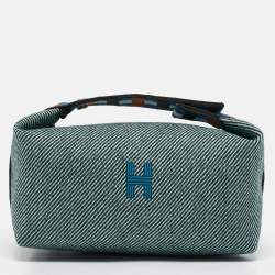 Hermes Vert Foret Wool Small Bride-a-Brac Natte Pouch