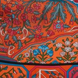 Pre Owned Hermès Orange/Cobalt Geant Twill Silk Tapis Persans Scarf