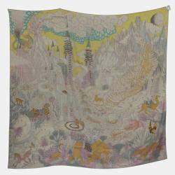 Pre Owned Hermes Naturel/Jaune/Rose Cashmere, Silk Cosmographia Universalis Cashmere 140 Shawl