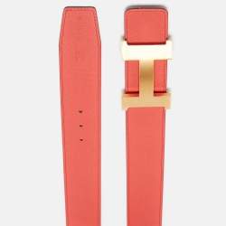 Hermes Rouge Casaque/Rose Jaipur Epsom Leather Brushed Constance Buckle Reversible Belt 105 CM
