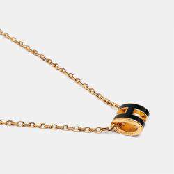 Pre Owned Hermes Mini Pop H Enamel Gold Plated Necklace