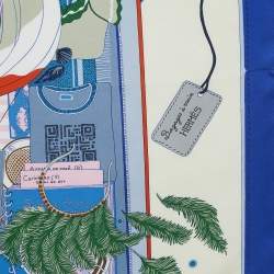 Hermès Bleu Silk Bagage A Main Scarf 