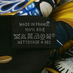 Hermes Black Danse Pacifique Print Silk Twill Scarf 