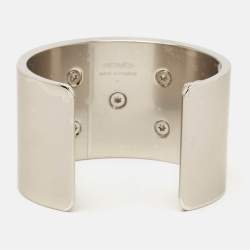 Hermès Collier De Chien Medor Gaine Leather Palladium Plated Cuff Bracelet
