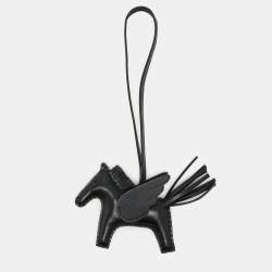 Hermès Noir Leather Rodeo Pegase PM Charm