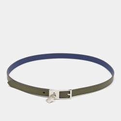Hermes Vert Veronese/Bleu Saphir Swift/Epsom Leather Lucky 15 Reversible Belt 80CM