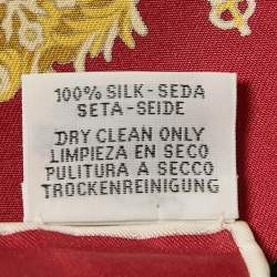 Pre Owned Hermès Red Silk Stately Wheels scarf 90