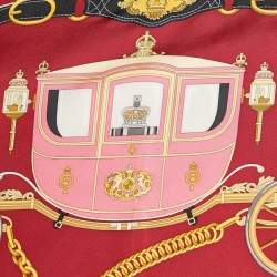 Pre Owned Hermès Red Silk Stately Wheels scarf 90