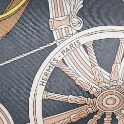Hermès Bleu Silk Stately Wheels Scarf