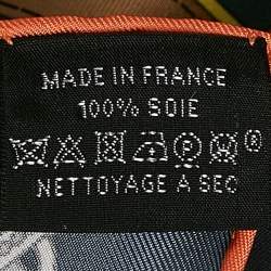 Hermès Bleu Silk Stately Wheels Scarf