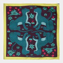 Hermes Multicolor Silk 'Les Leopards' Printed Silk Scarf 90