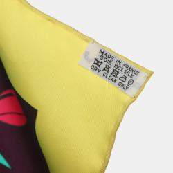 Hermes Multicolor Silk 'Les Leopards' Printed Silk Scarf 90