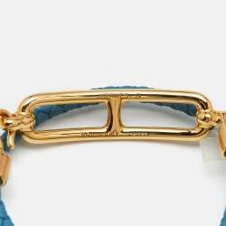 Pre Owned Hermes Roulis Leather Gold Plated Double Tour bracelet