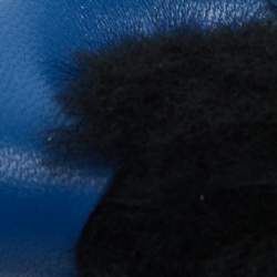 Hermès Bleu Saphir/Noir/Bleu Brume Milo Leather and Shearling Budy Bag Charm