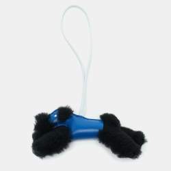Hermès Bleu Saphir/Noir/Bleu Brume Milo Leather and Shearling Budy Bag Charm