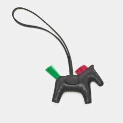 Hermes Noir/Menthe/Magnolia Milo Leather and Horsehair GriGri Rodeo Punk Bag Charm PM