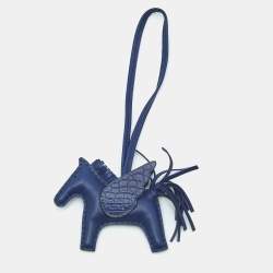 Hermes Bleu Saphir Milo Leather and Alligator Touch Grigri Rodeo Pegase Bag Charm PM