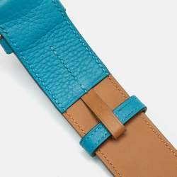 Pre Owned Hermes Blue Zanzibar Taurillon Clemence Leather Etriviere Belt Size 95 CM