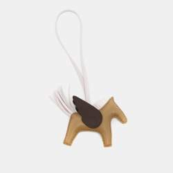 Pre Owned Hermès Beige Marfa/ Mauve Pale/ Mokas Milo Leather GriGri Rodeo Pegase Bag Charm PM