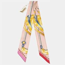 Pre Owned شال حرير مطبوع ملون من هيرمس