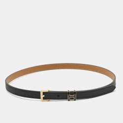 Pre Owned Hermes Noir Epsom Leather Pop H Buckle Belt 75 CM