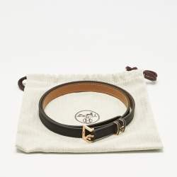 Pre Owned Hermes Noir Epsom Leather Pop H Buckle Belt 75 CM