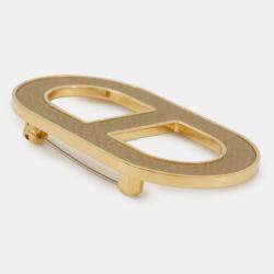 Pre Owned Hermes Chaine D'Ancre Poussiere Epsom Metal Brooch 