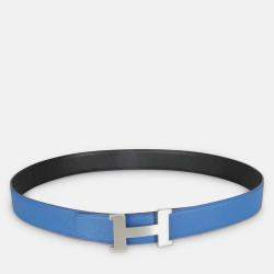 Pre Owned Hermes Black Bleu Zellige Epsom 38mm Constance H Belt 110