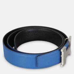 Pre Owned Hermes Black Bleu Zellige Epsom 38mm Constance H Belt 110