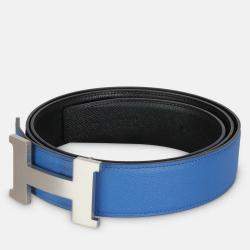 Pre Owned Hermes Black Bleu Zellige Epsom 38mm Constance H Belt 110
