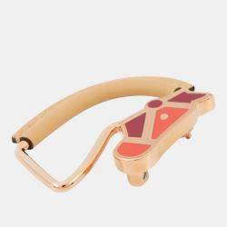 Pre Owned Hermes Cheval Brooch Natural Sable Leather