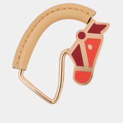 Pre Owned Hermes Cheval Brooch Natural Sable Leather