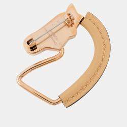 Pre Owned Hermes Cheval Brooch Natural Sable Leather