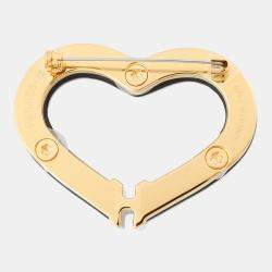 Pre Owned Hermes Brooch "Au Coeur Du Fauve" Black Swift Leather Gold Plated