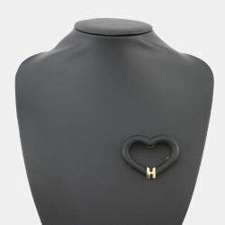 Pre Owned Hermes Brooch "Au Coeur Du Fauve" Black Swift Leather Gold Plated