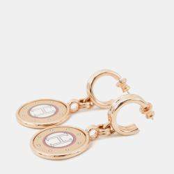 Pre Owned Hermes Blason Earrings Fauve Metal