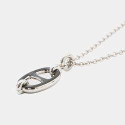 Pre Owned Hermes Mini Maillon Necklace Size PM Black Lacquer Metal