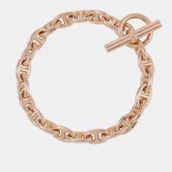 Pre Owned Hermes Chaine D'Ancre Bracelet 22 Frames Size Tpm 18K Pink Gold