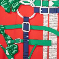 مملوكة مسبقًا Hermès Rouge/Vert Grand Manege Detail Silk Scarf
