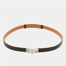 مملوكة مسبقًا Hermès Black/Natural Epsom Leather Rivale Reversible Belt 90cm