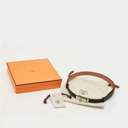 Pre Owned Hermès Kelly 18 Palladium Finish Adjustable Belt Noir Epsom Leather