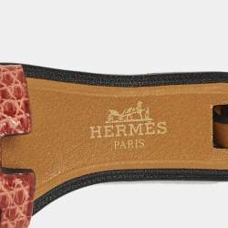 مملوكة مسبقًا Hermes Oran Nano Bag Charm Sanguine/Natural Sable/Noir Lizard Niloticus and Veau Butler Leather