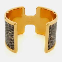 مملوكة مسبقًا Hermès  Olympe Lizard Leather Gold Plated Bracelet