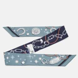 Pre Owned Hermès Marine Blue C'est la Fete Silk Twilly